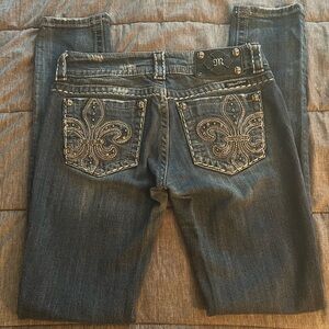 MISS ME Jeans Mid Rise Skinny Stretch Womens 27 Denim Jeans Embellished